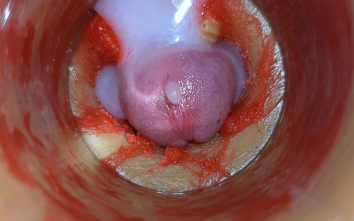 Derin amcık içindeki kamera sperm asmr'nin çok büyük boşalmasını yakalıyor