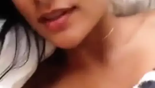 Sexy latina big boobs rubbing pussy in bed