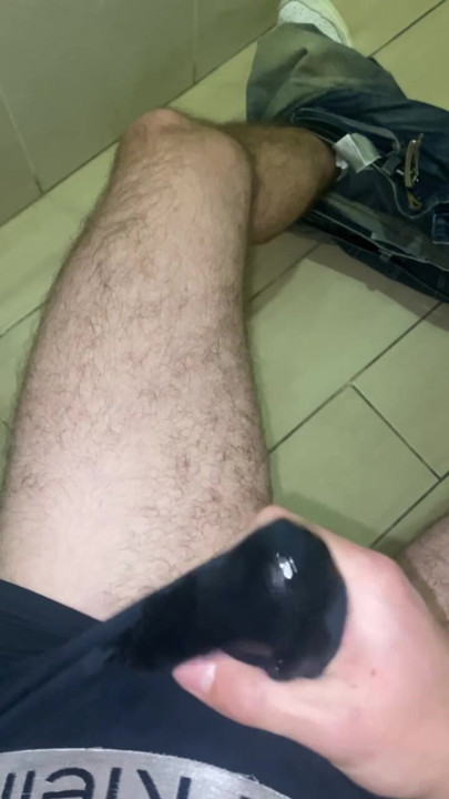 jerks off her dick through her panties and floods them with hot cum