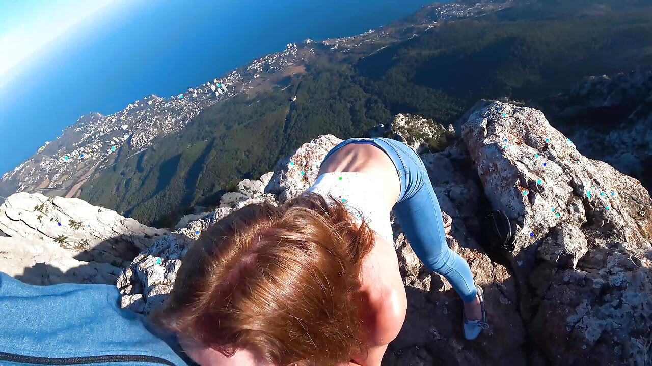 Risky Public fuck on a cliff till a huge load on abs of this beautiful lustful beauty