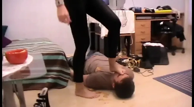 Big girl punishes slave