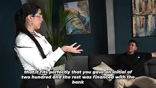 Big-breasted real estate agent convinces her client to buy her property - Includes free sex