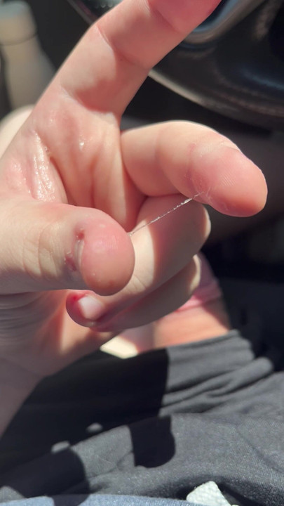heavy precum in the car parked in public lot