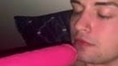 Olivia's cuck loves his pink dildo