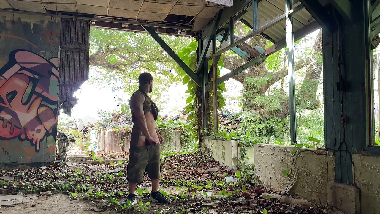 Public Jerk off and Dildo Play in Abandoned Build