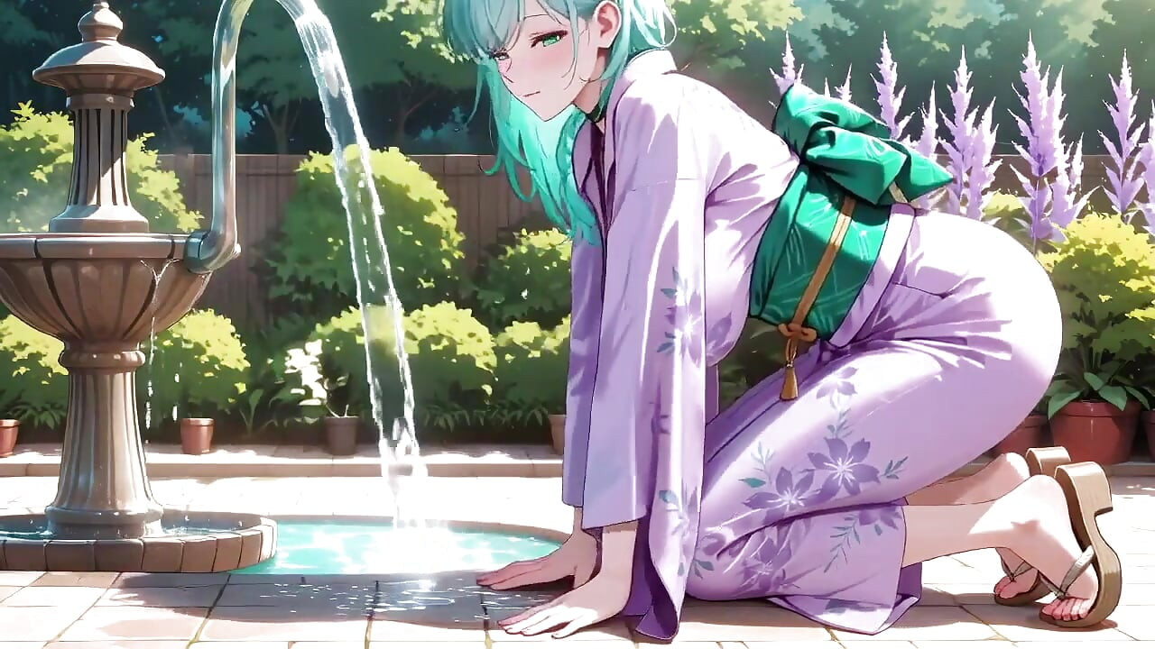 Lilla Kimono-gudinde! Kan ikke klare vådheden under den røde Torii-port