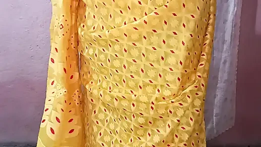 Yellow Saree Dropping Solo Sfw