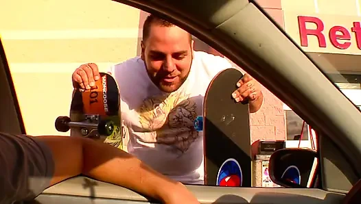 Blonde bitch sucks me legs cock then gets fucked hard