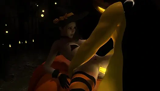 Sexy hexe fickt den Kürbiskönig an halloween