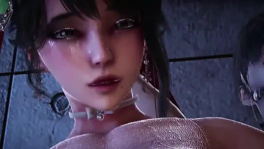 B030 Domination by Two Queens, Domination, Restraint Rack, Cumshot