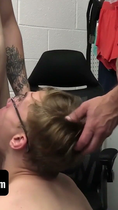 Young Perps - Nerdy Boy Fulfills His Dream Of Sucking Two Dicks At The Same Time In The Backroom | Clip 2