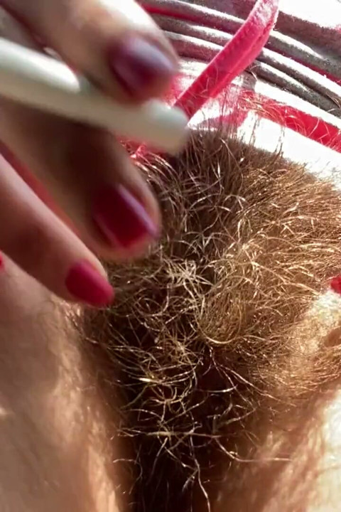 Hairy bush closeup smoking fetish video