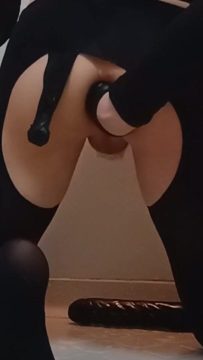 Spectacular moment from "Sissy-Kuroko Black Leotard Huge Dildo"