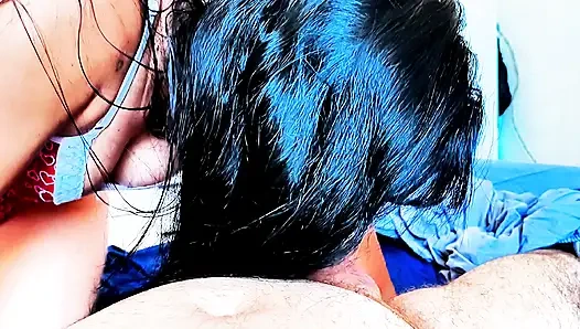 Stepdaughter seeing stepfather alone at home will silently stroke his cock, when she sees that the cock is hard she sucks, accidentally the stepfather