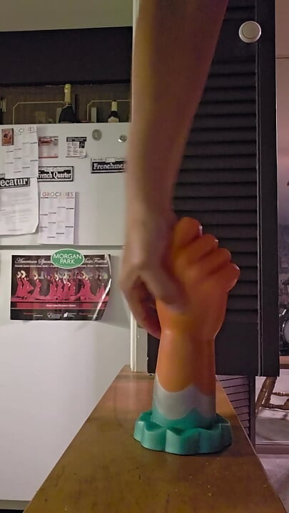 Asspussy Climbs Ponywall To Get Fisted By 10 Inch Wide Vibrating Fist Dildo