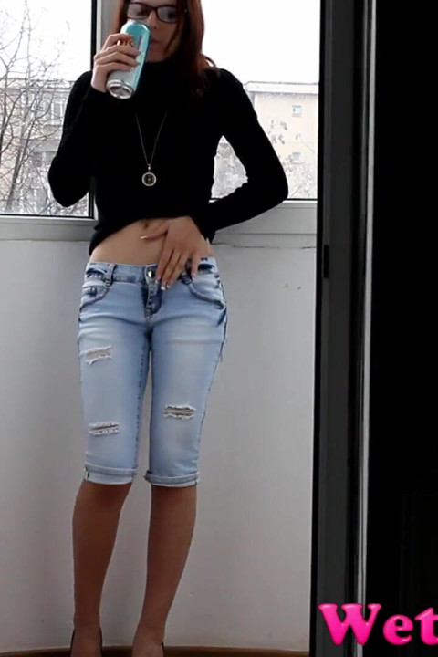 Maya Wetting Her Sexy Jeans on the Balcony