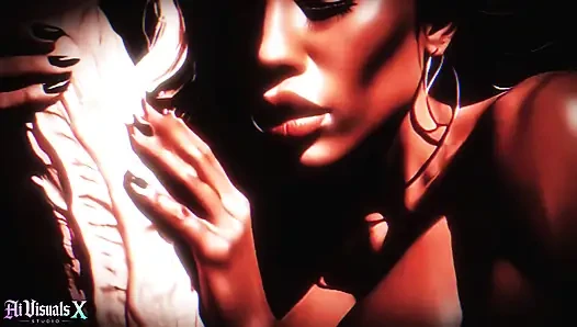 INTERRACIAL FANTASY: EBONY Beauties Worship Big White Cock - Titfuck, Blowjob & Facial (AI Generated)