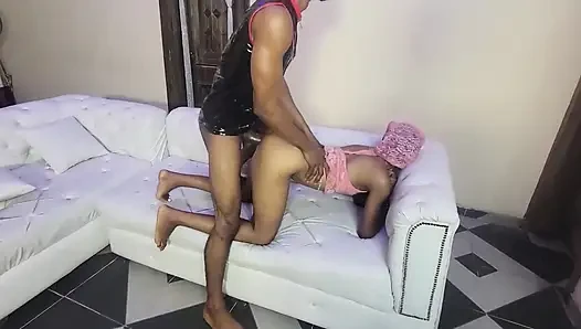 Slim Pearly Offers Her Husband Debtor with Her Juicy Pussy, Fuck in Front of Her Husband.