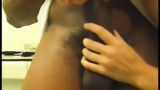 Horny black overstuffed musclehead nails pretty white chick Lena Ramon on the kitchen table