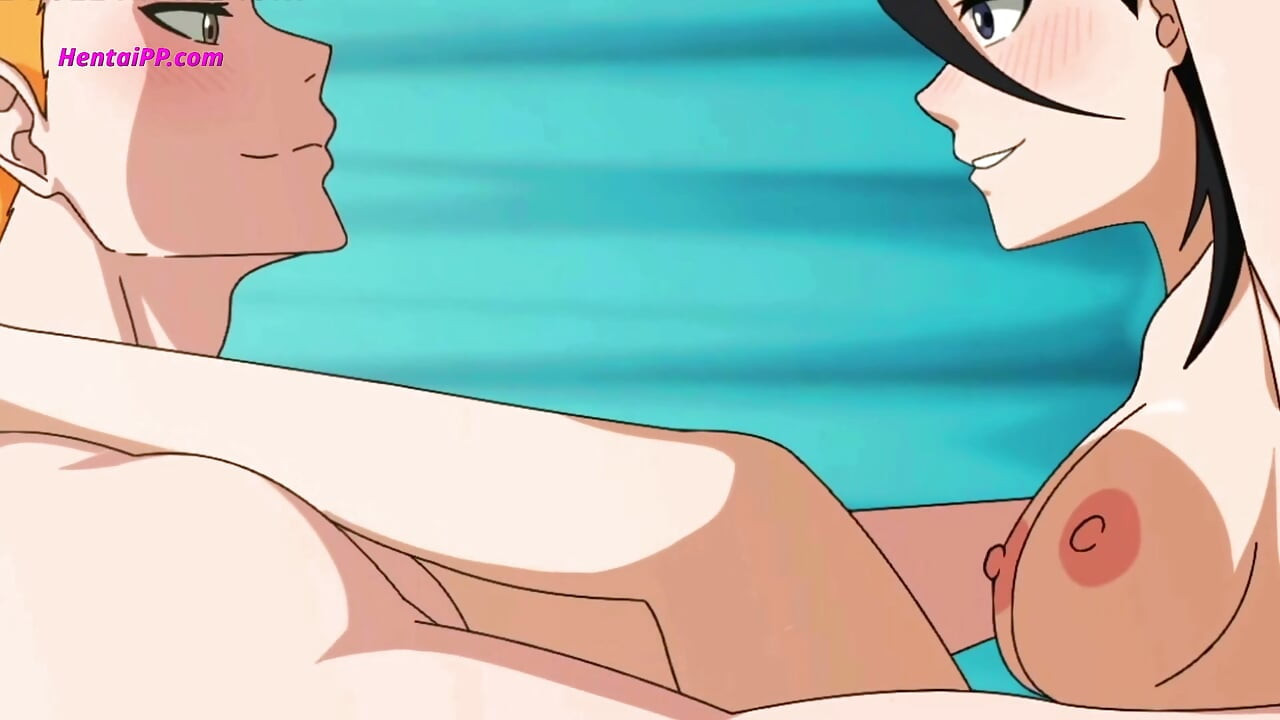 Rukia Rides Ichigo's Lap On His Bed While Her Small Tits Bounce And She Moans His Name