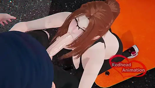 Тренировка рыжей в спортзале