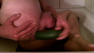finger my asshole, gaping, selffuck and cucumber inersetion