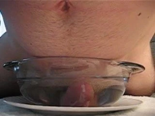 Cum in bowl of warm water