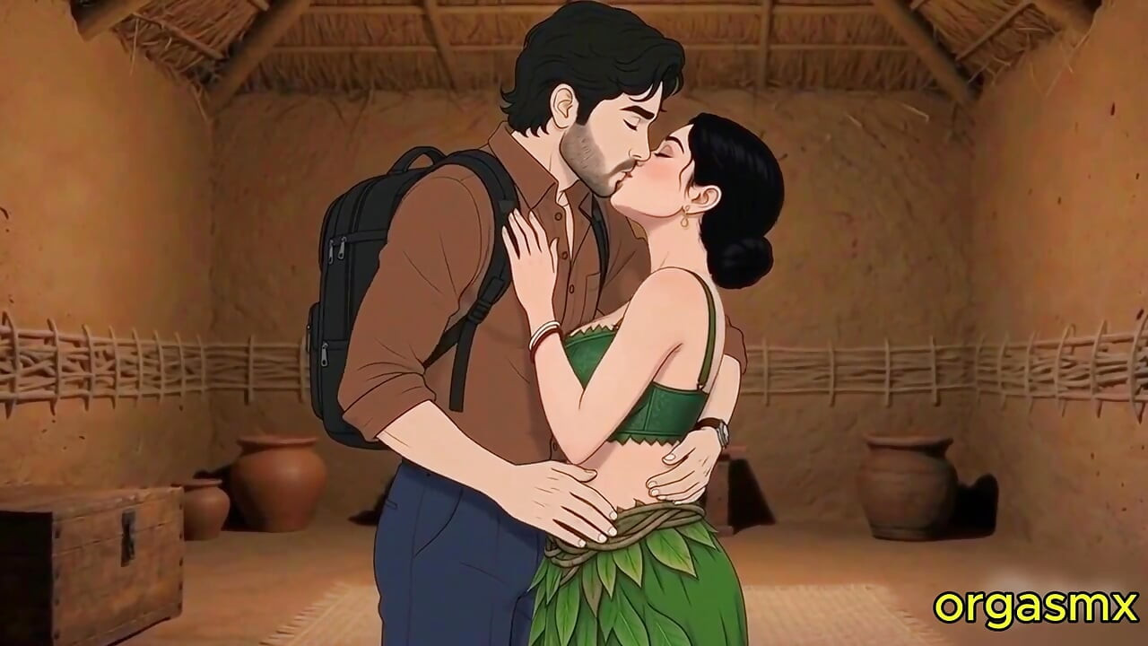 Desi Tribal Village Beauty Hot Passionate Night with Traveler in Forest Hut