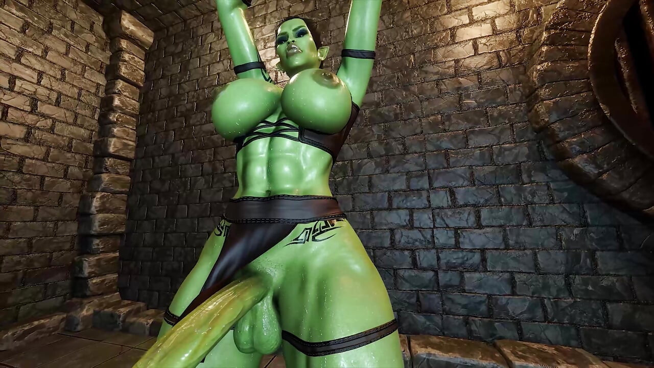 Futanari Orc BDSM Deep Throat Blowjob.