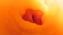 指マンされて犯される膣内ビュー-濡れたマンコの中のクリーミーな大量ザーメン