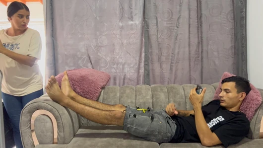 My stepsister arrives from her trip unannounced and I greet her with a delicious fuck