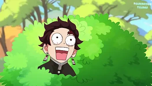 Kanroji Mitsuri im boot und von einem tauchplatz mit einem dildo gefickt (Tanjiro und Zenitsu beobachten das) Demon Slayer hentai anime