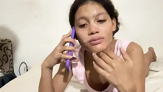 The best cum facial compilation of Samary teen horny