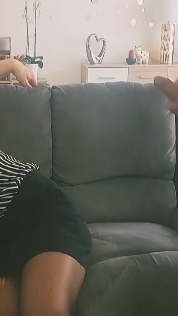 Powerful moment from "Mature milf sucks two fans big cock until she gets cum on her face"