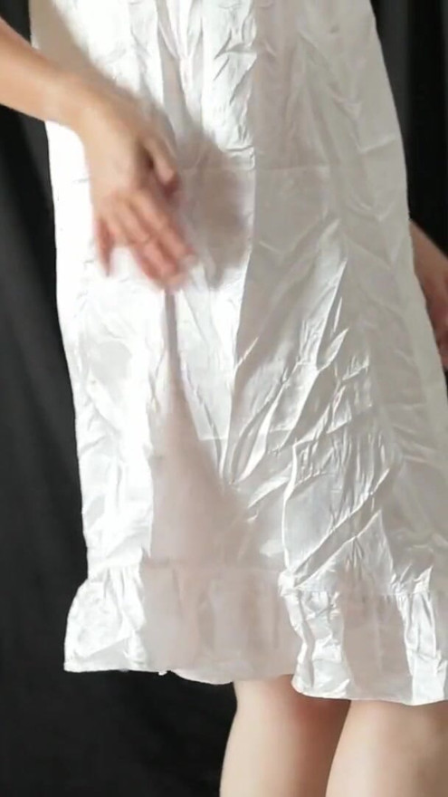 Trying out the latest transparent satin dress from Indonesian porn | Clip 1