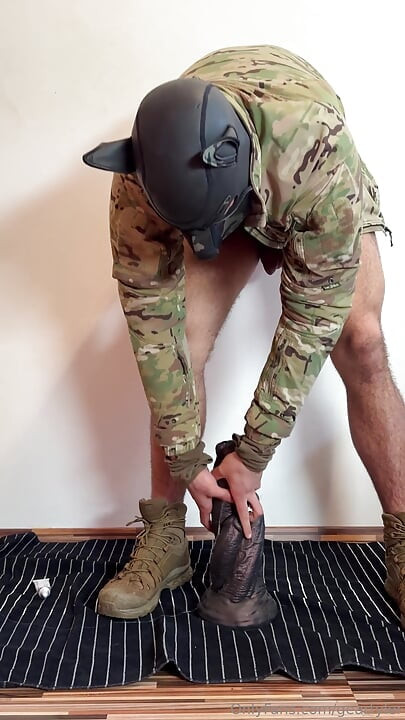 Soldier bounces on  a big alien XXL dick!