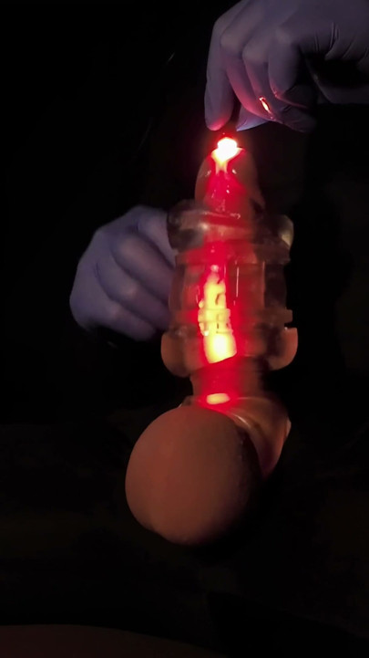 Cock sounding With Led Light Rod And Fleshlight | Clip 1