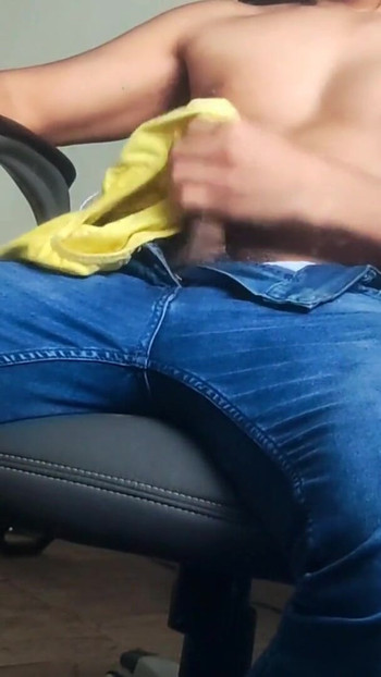 Thrilling moment from "cowboy rubs his throbbing cock in underwear"