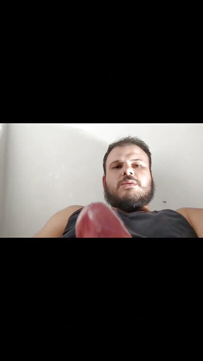Lebanese Bodybuilder hunk strokes his 10 inch dick and plays with his low hanging balls until he cums