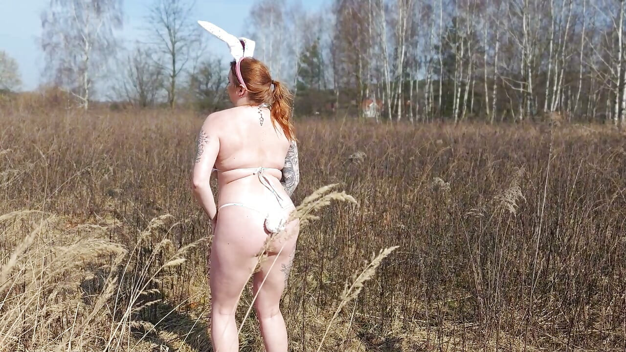 Polish Rabbit Fucked in the Field. He Sucks Cock Until He Cums on His Tits
