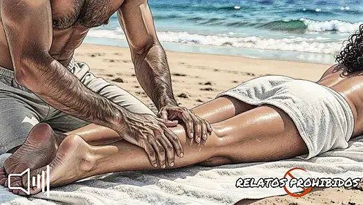 A stranger puts cream on you and fucks you on the beach. Story with a male voice. ASMR.