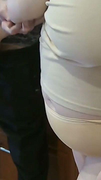 cum in mother-in-law's mouth after jerking off a dick in the kitchen | Clip 1