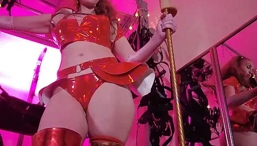 BDSM Mistress Pvc Altın Kırmızı Vinil Oyuncaklar Sik Fetiş Botlar Femdom