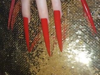 scrap red extreme long nails Lady Lee(video short version)