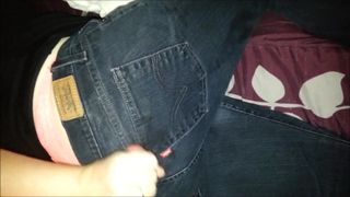 Wife jerks me off...cum all over her Levis