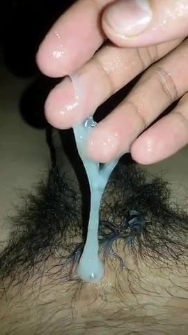 Playing with my thick cum