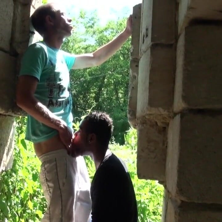 Straight sucked by ebony outdoor