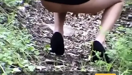 Kitten in outdoor pissing