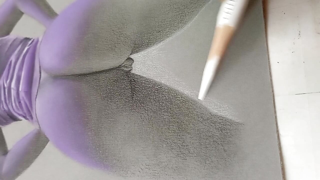 Purple Queen Erotic Art of Sexy Desi Indian or Portuguese Milf Bhabhi Showing her Big Ass to lover