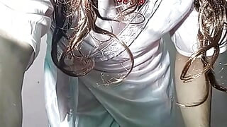 I love satin bra panty and removed clothes my stepmom